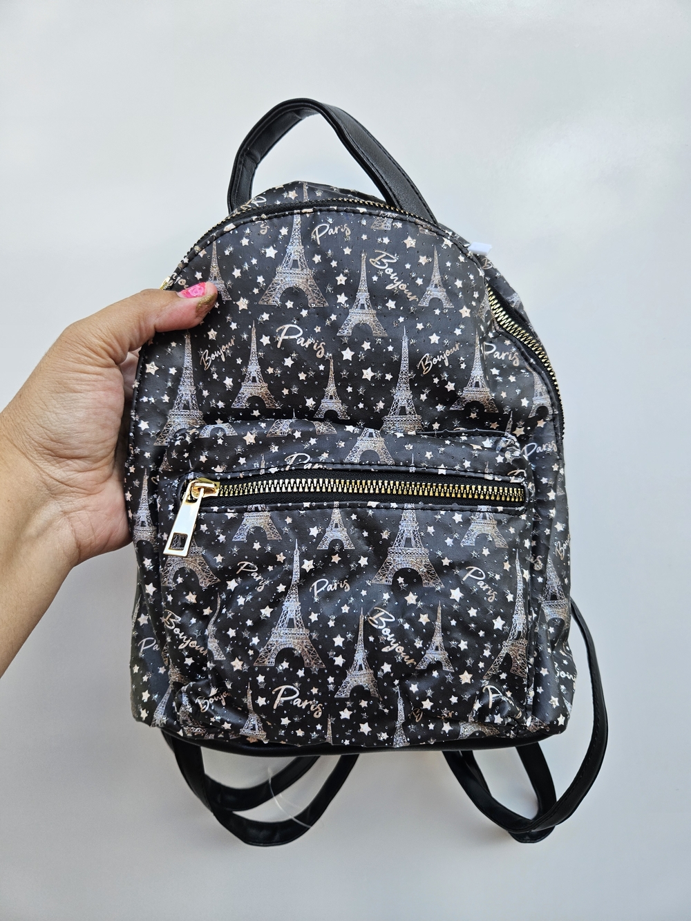Paris Eiffel Tower Black Mini Backpack